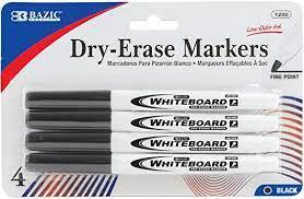 Low Odor Dry Erase Marker 4/pack Black Fine Point