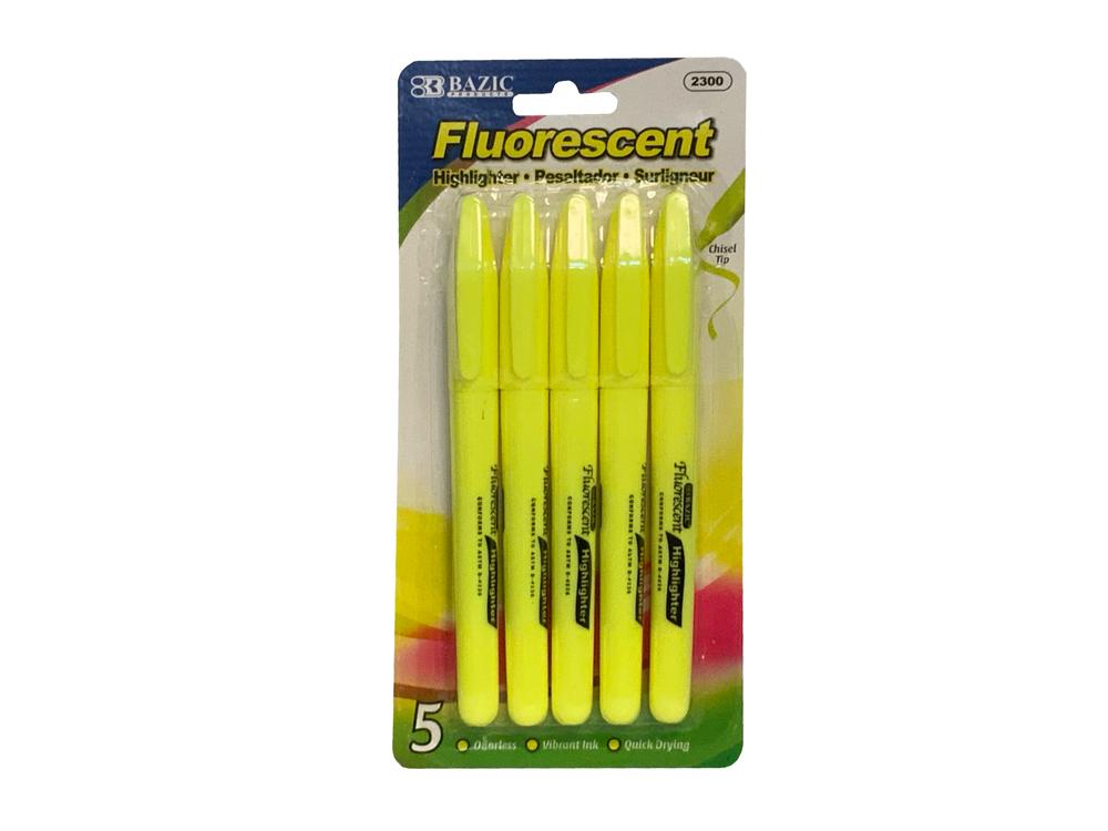 Pen Style Highlighters 5/pack Yellow