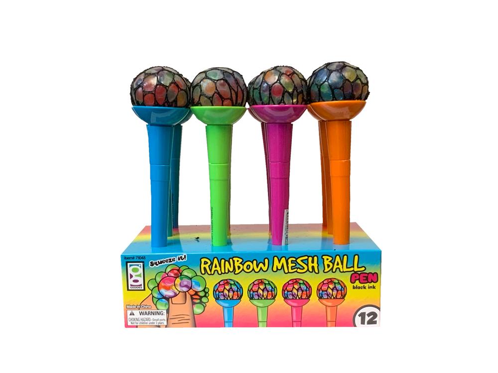 Rainbow Mesh Boba Ball Pens - 12/dsp