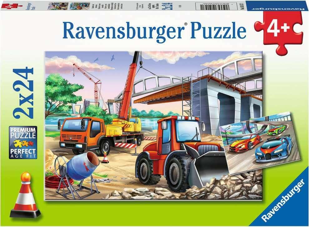 Construction And Cars - 24 Pc 2 In 1 Puzzles