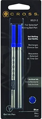 Cross Selectip Rollerball Pen Refill, 2 Pack, Medium Point, Blue Ink