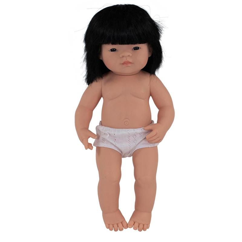 15in Asian Girl Doll W/hair, Anatomically Correct