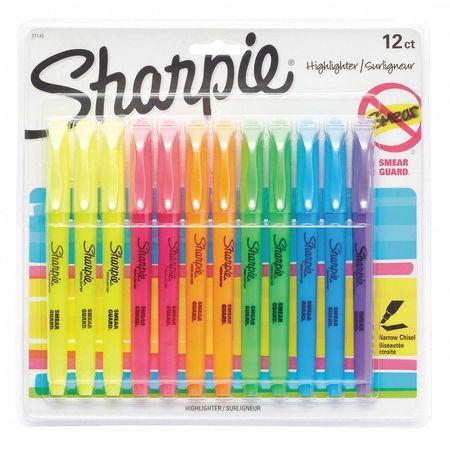 Sharpie Pocket Style Highlighters, Assorted Ink Colors, Chisel Tip, Dozen