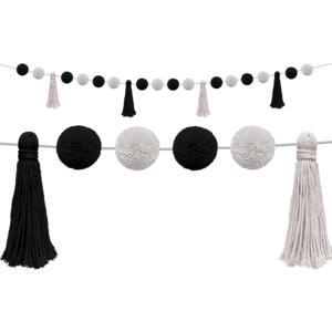 Black And White Pom-poms And Tassels Garland