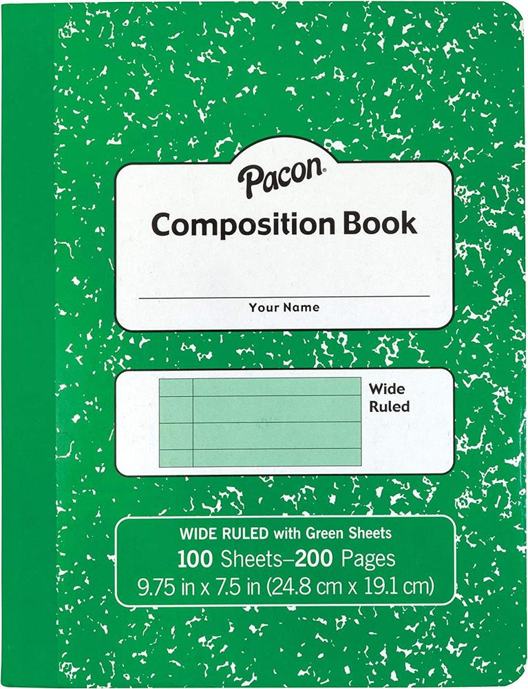 Pacon Composition Book, Pastel Green Marble Cover, 3/8