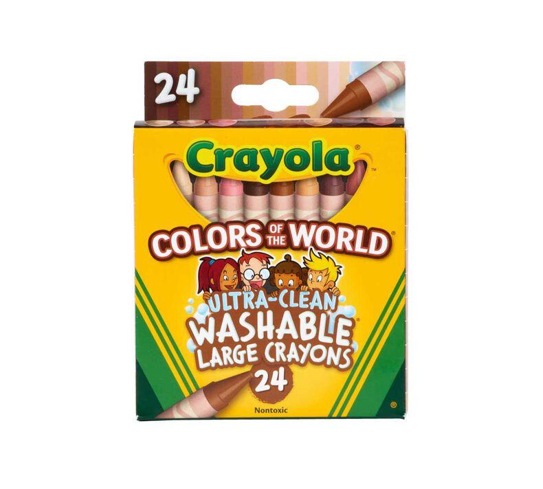 Knowledge Tree  Crayola Binney + Smith Colors of the World Large Ultra  Clean Washable Crayons, 24 Count