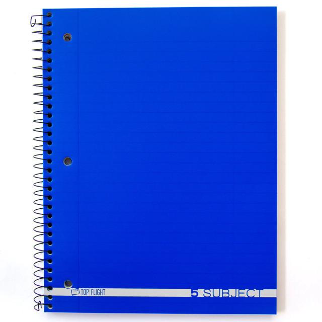 Boss® 5 Subject, Poly Cover Wirebound Notebook, Wide Rule, 180 Sheets