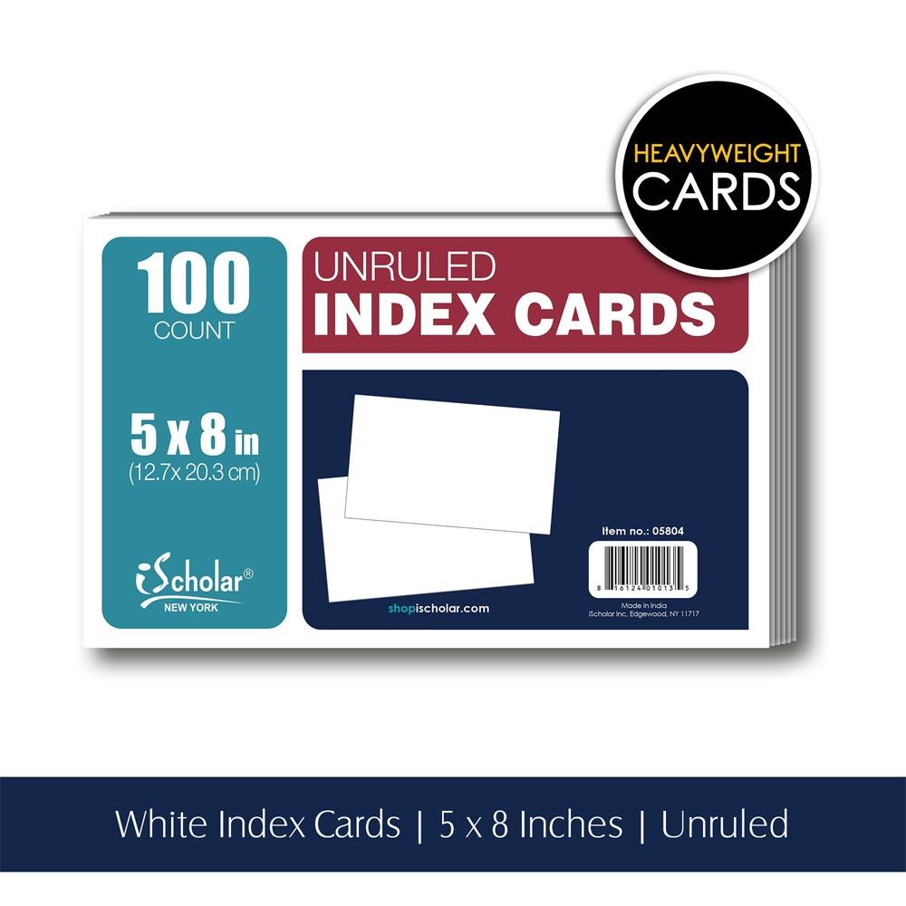 Index Cards 5x8 Unruled White