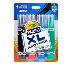 Crayola Project XL Poster Markers, Classic, 4ct