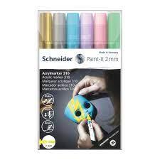 Paint-It 310 Acrylic Markers, 2 Mm Bullet Tip, Wallet, 6 Assorted Pastel Ink Colors