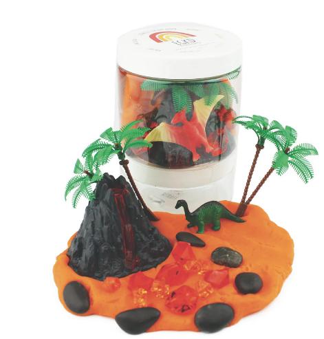 Dinosaur Volcano Play Dough-to -go Jar, Mango Tango