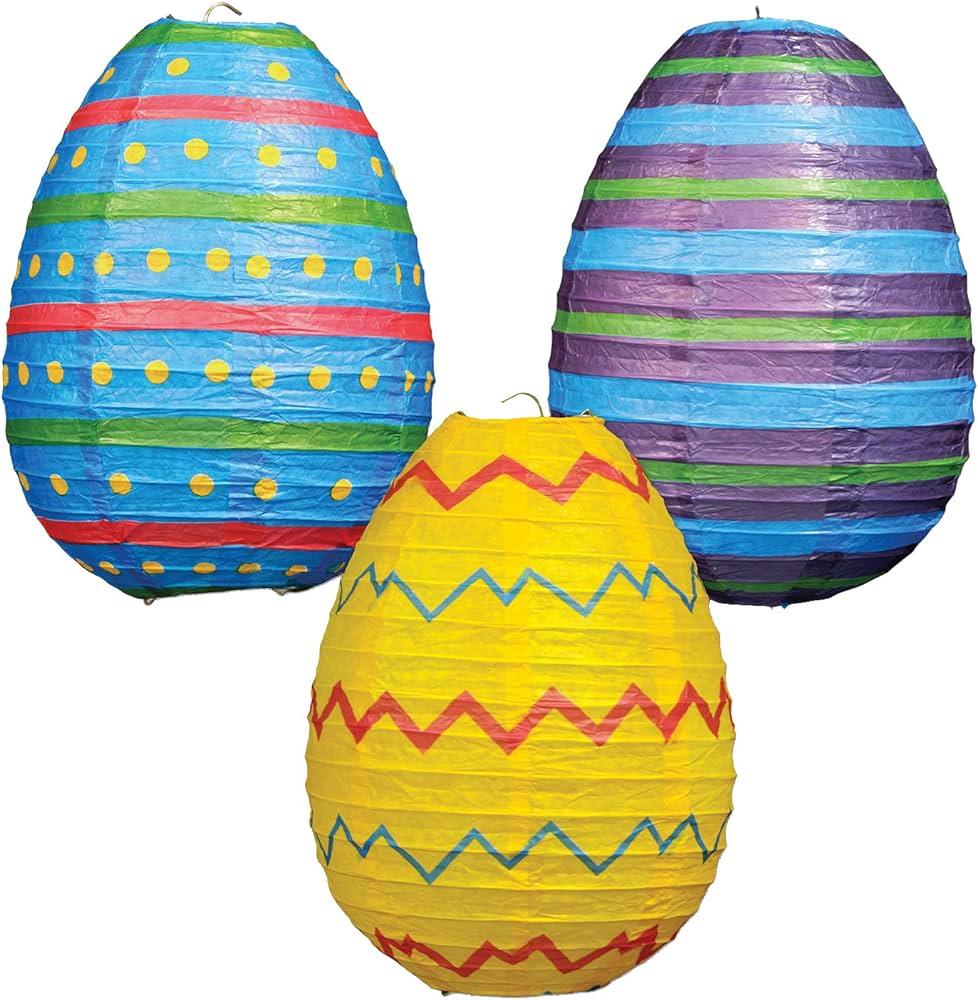 Beistle Easter Egg Paper Lanterns, 10-Inch, Multicolor