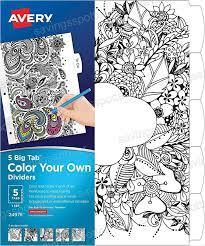 Avery Big Tab Color Your Own Reversible Paper Fashion Dividers 5-Tabs 5 Designs