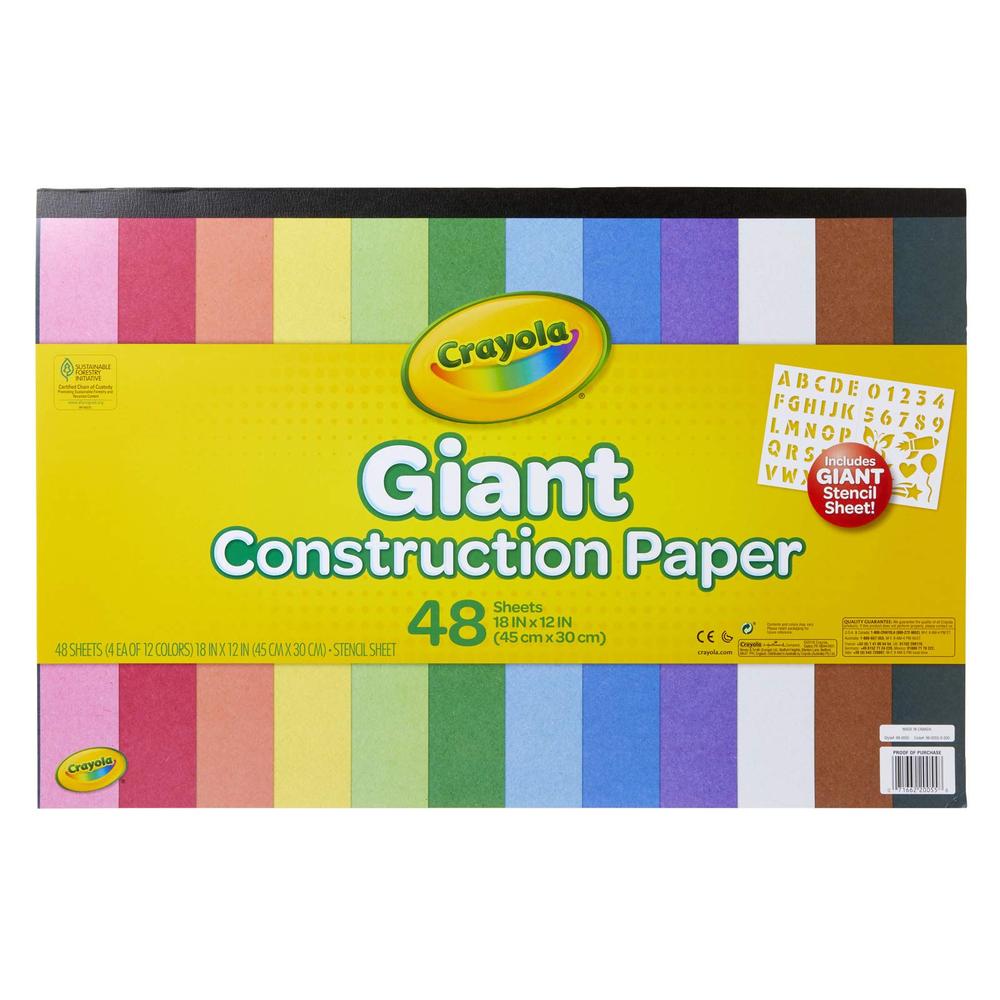 Crayola® Giant Construction Paper and Stencil Set, Tabloid Extra Paper Size, Assorted Colors
