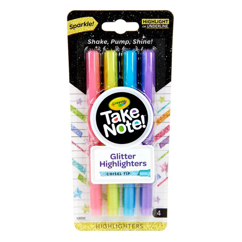 Crayola Take Note! Glitter Highlighters, 4ct