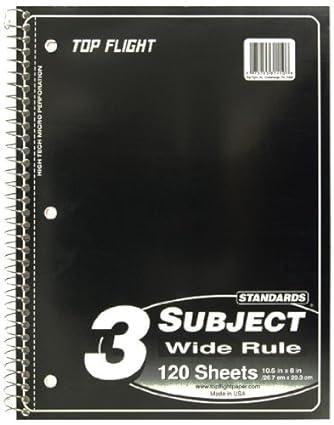 Spiral Notebook 3-subject -wr - 120 Ct.- Perforated