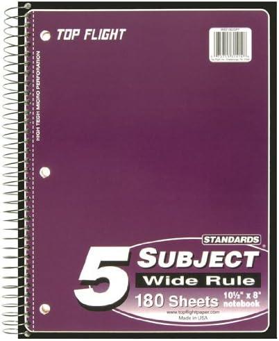 Spiral Notebook Wide Ruled 180ct - 5-subject  D